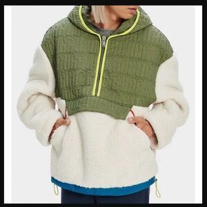 UGG MEN'S IGGY SHERPA HALF ZIP PULLOVER HOODIE SWEATER IN NATURAL MULTI XXL
